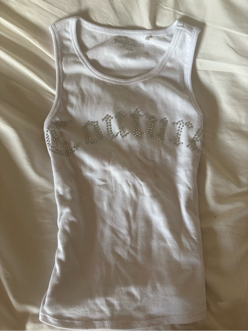 Juicy Couture White Tank with Rhinestone Logo